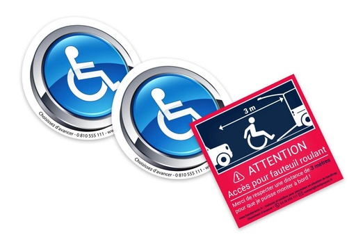 [handy-802] Pack autocollants accès handicap design